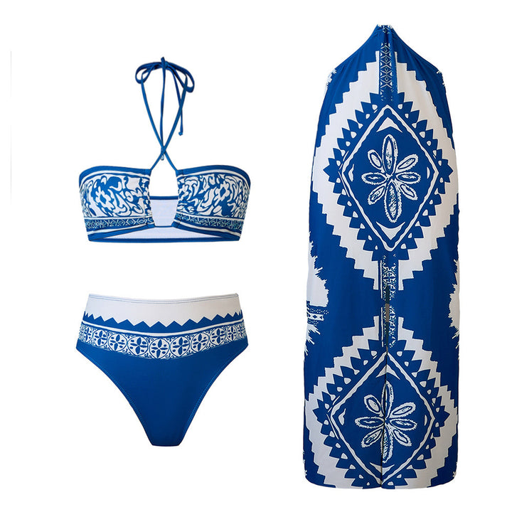 Dame bikini-sæt med stilfuld bandeau-top og høj benudskæring Stilla