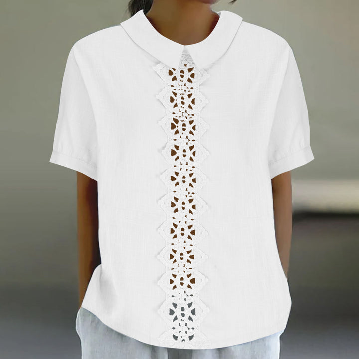 Femme Elegant Kravebluse med Spidsdetaljer Stilla