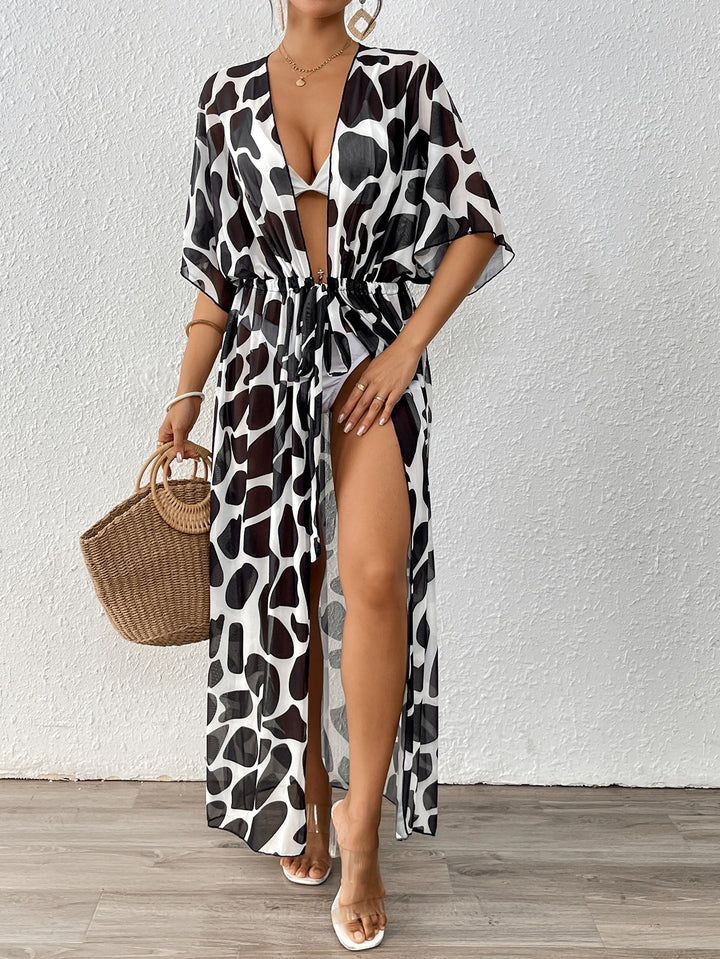 Dame Strandkimono i åndbar chiffon-kvalitet med trendy mønster Stilla