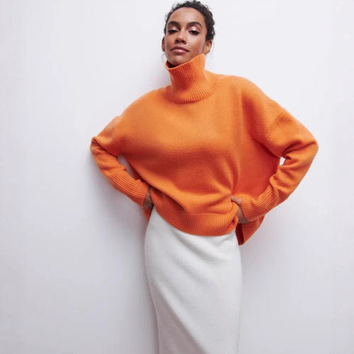 Dame Oversized Halskrave sweater lavet af blødt strik Stilla