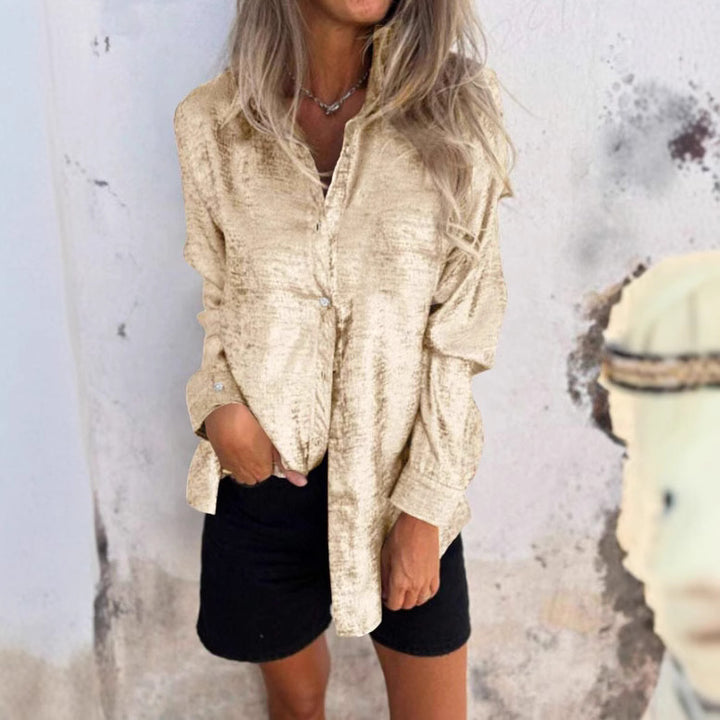 Damer Elegant skinnende Bluse med dyb udskæring Stilla