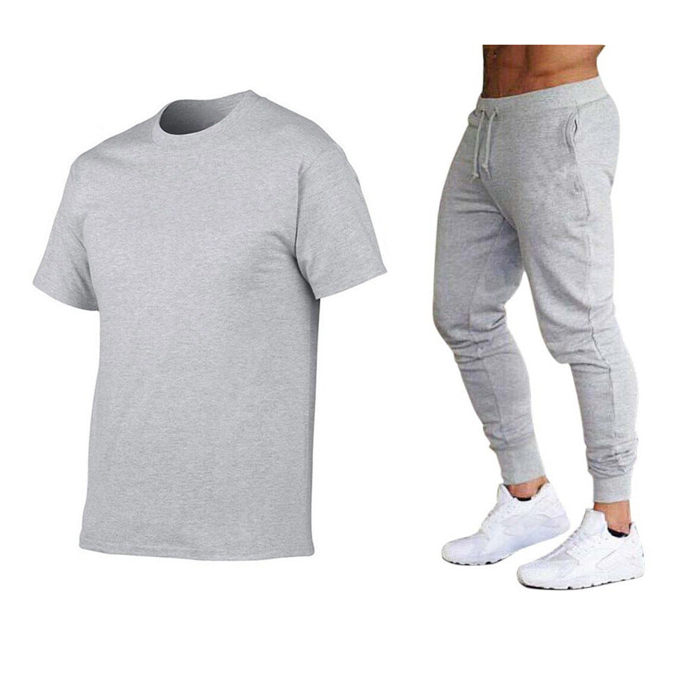 Herre sporty T-shirt og joggingbukser-sæt med funktionelt design Stilla