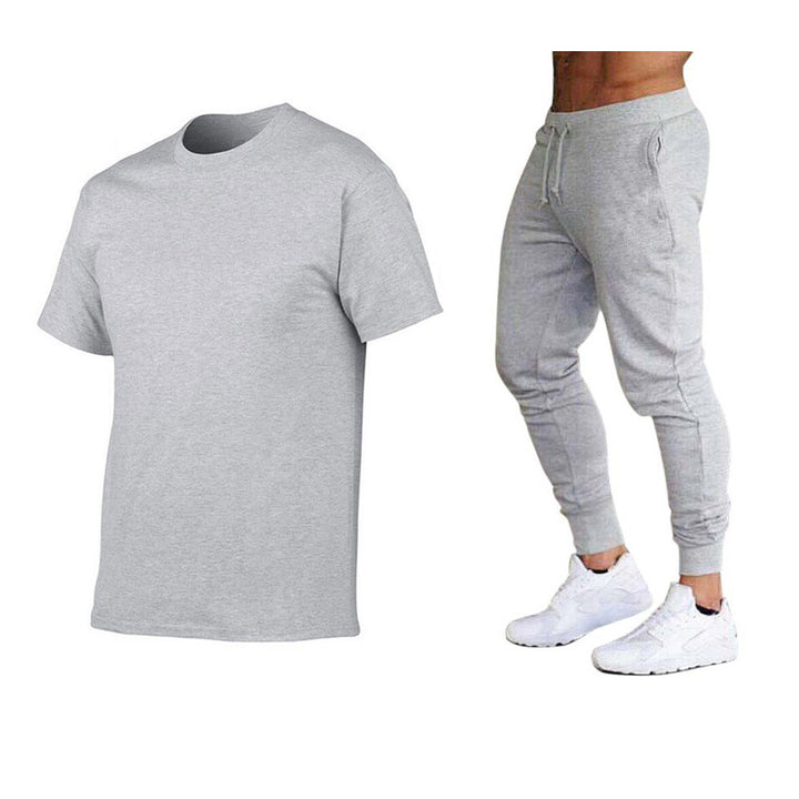 Herre sporty T-shirt og joggingbukser-sæt med funktionelt design Stilla