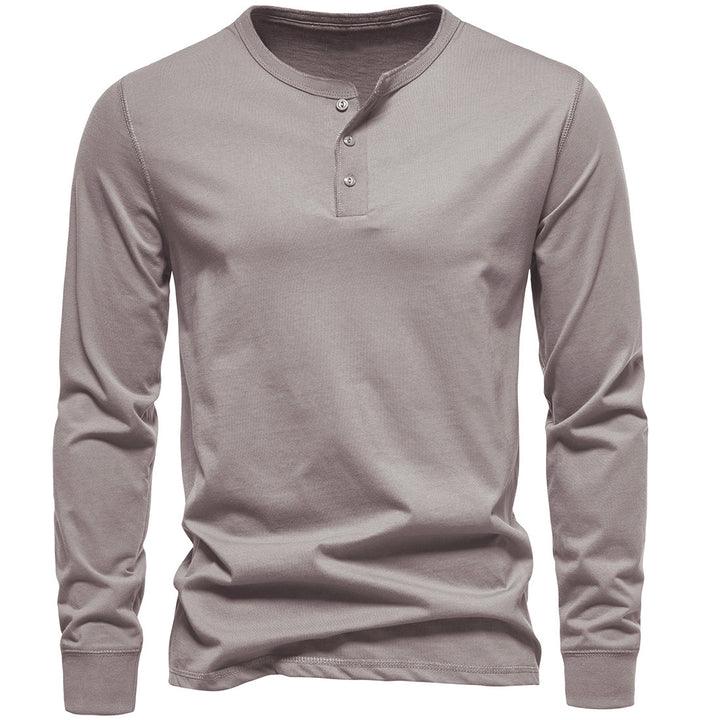 Herre Langærmet Button-Up Henley Skjorte Stilla