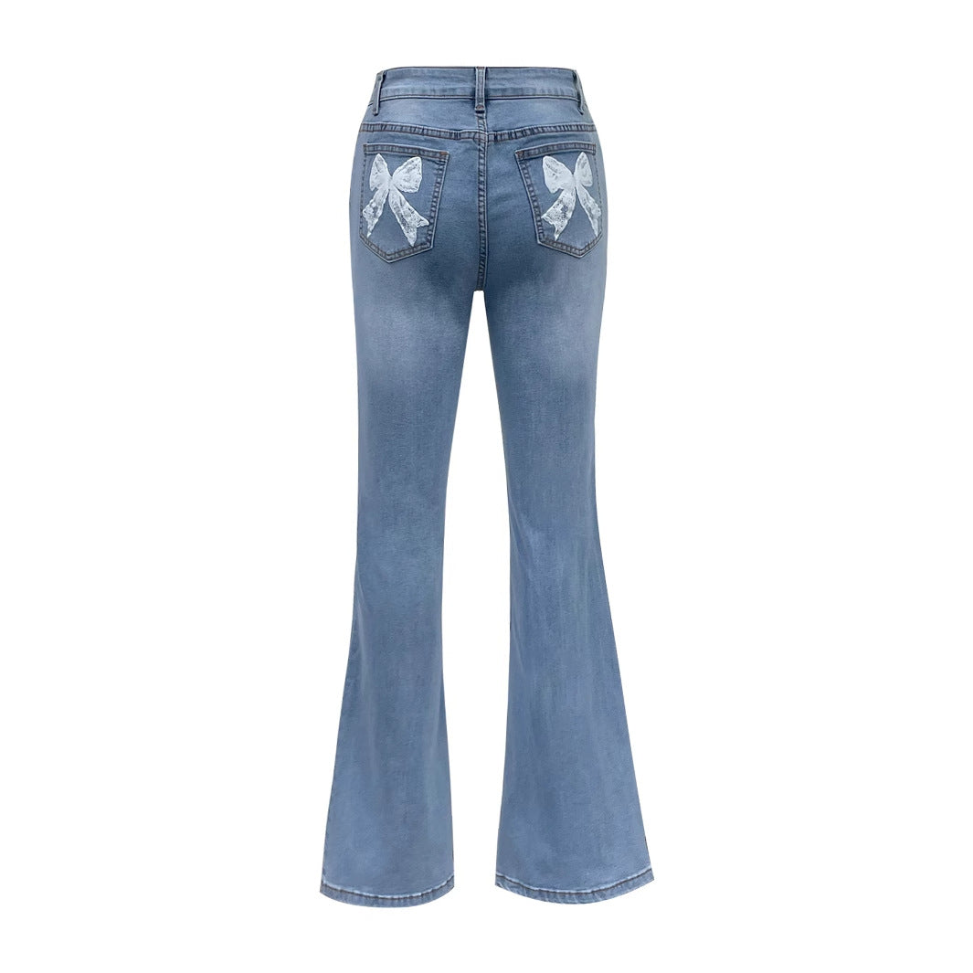 Kvindernes flagrende jeans med dekorative sløjfer Stilla