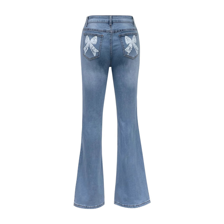 Kvindernes flagrende jeans med dekorative sløjfer Stilla