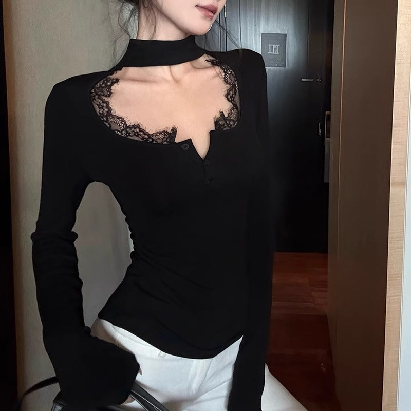 Femme Stylish Ryschet Langærmet Top Stilla