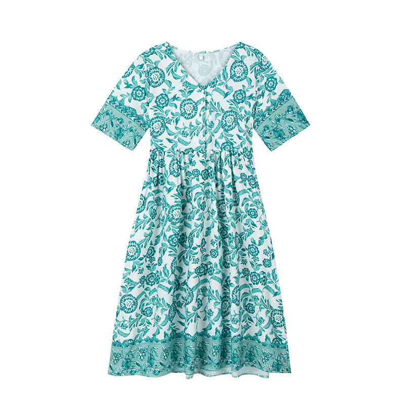 Dame Floral Print A-linie Sommerkjole Stilla
