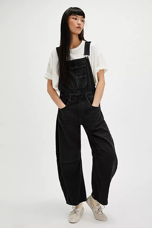 Dame afslappet denim overalls i moderne snit med justerbare stropper Skovae