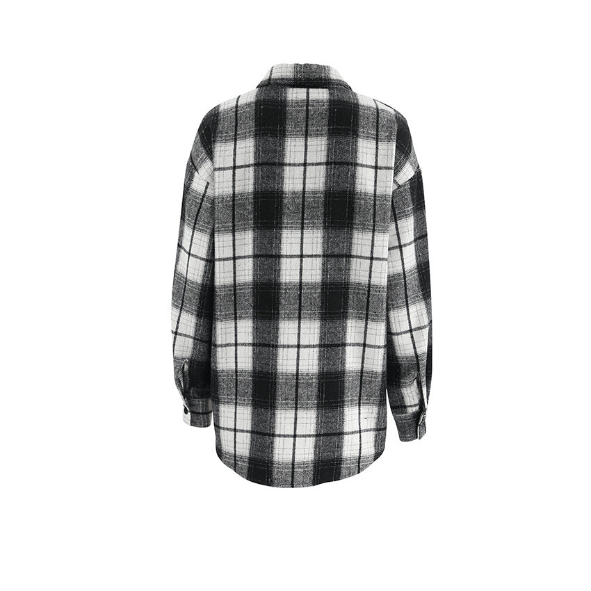 Dame rutet bluse i afslappet oversized snit med hochwertige materialer Stilla