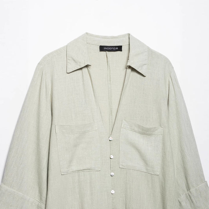 Femme Langærmet Utility Skjorte Kjole Stilla