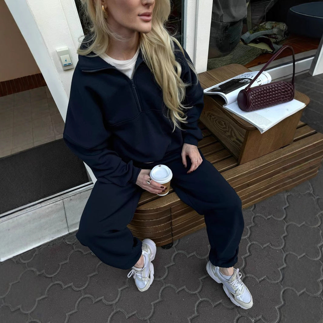 Dame afslappet sweatshirt-sæt med elastisk kant Stilla