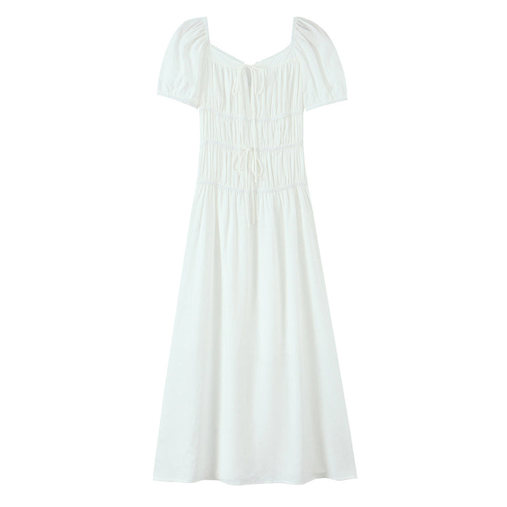 Femme Relaxed Fit Maxi Kjole med Smocking-Detail Stilla