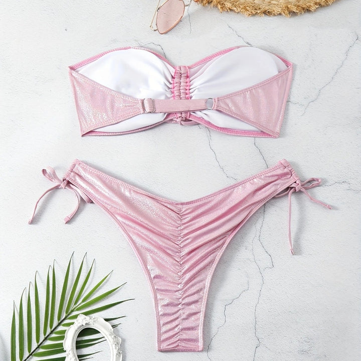 Dame Shimmering Bandeau Bikini Sæt Stilla