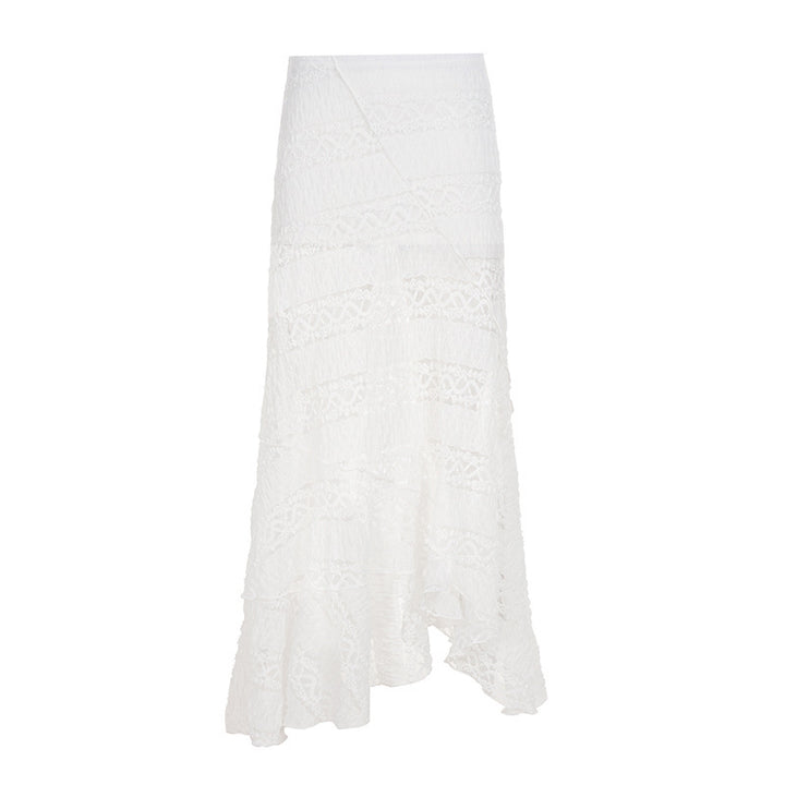 Damen Asymmetrischer Spitzenrock mit elegantem Design und fließendem Schnitt Skovae