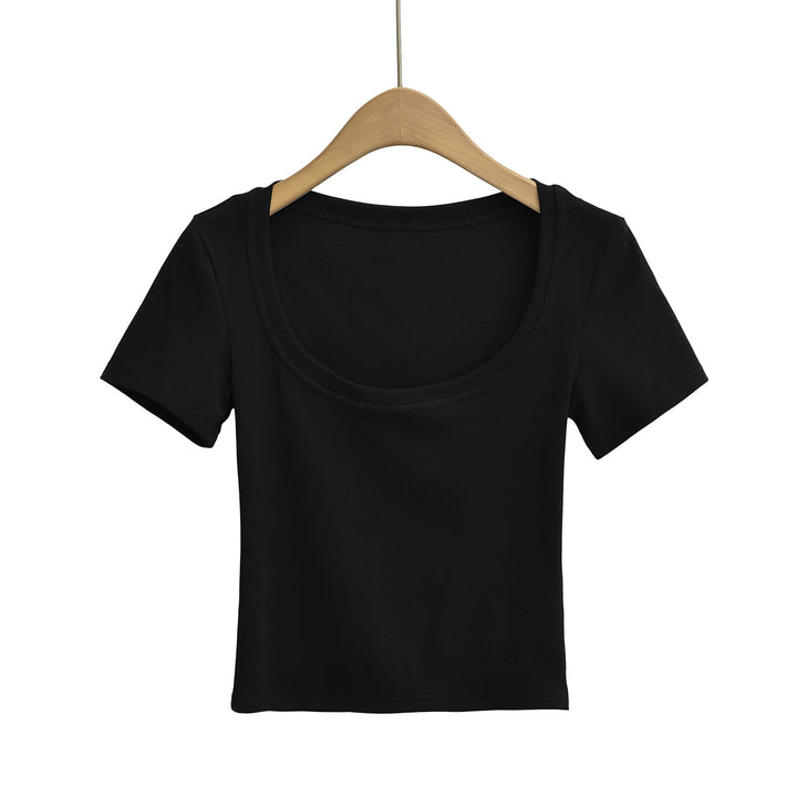 Dame Crop-top med bred rund halsudskæring i blød bomuldsblanding Stilla