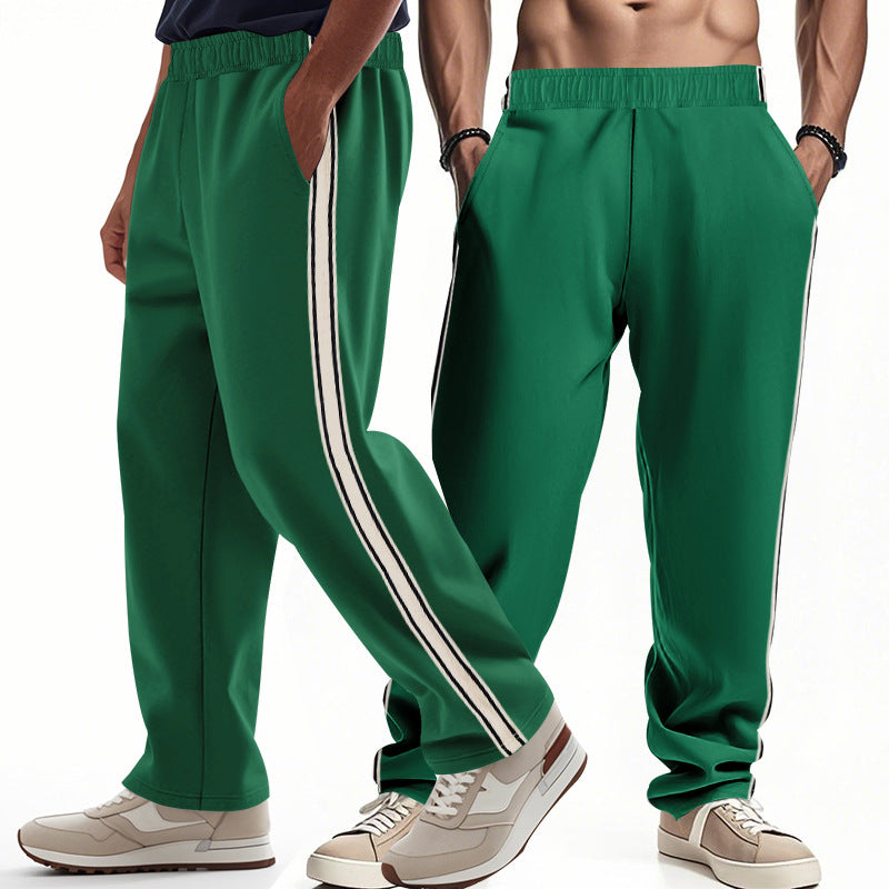 Herren nan bredde Relax-Trackbukser i retro-stil med dobbelt sidepaspel og elastisk komfortlinning Skovae