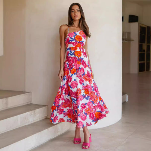 Femme Elegant Floral Cut-Out Maxi Kjole Stilla