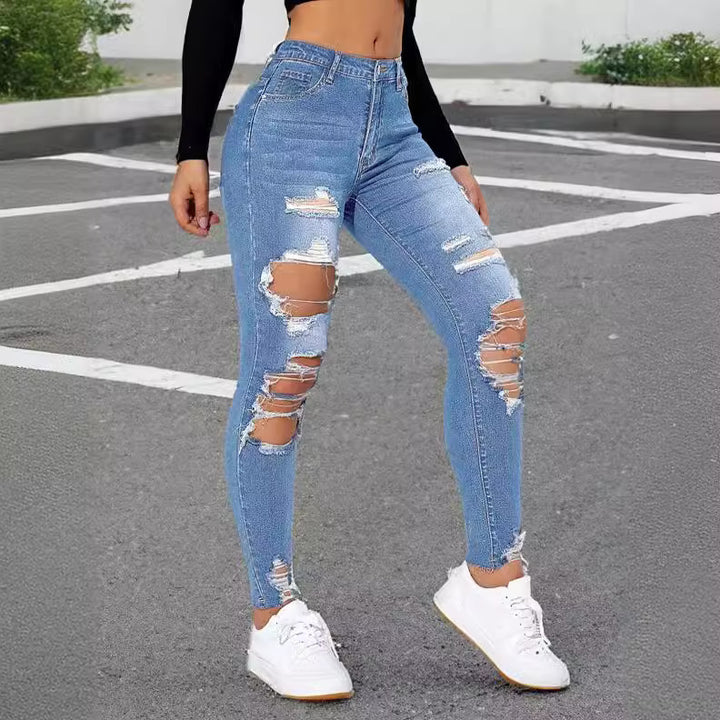 Dame Revnet Skinny Jeans med høj talje og trendy design Stilla