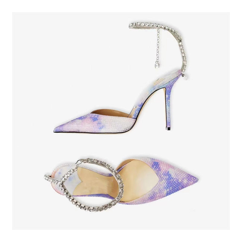 Femme Dazzling Strappy Højhælede Mules med Krystalaccenter Stilla