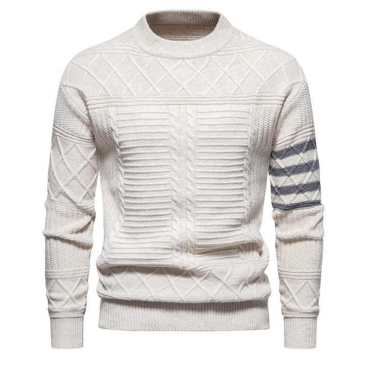 Herrer struktureret kabelstrikpullover med geometrisk design Stilla