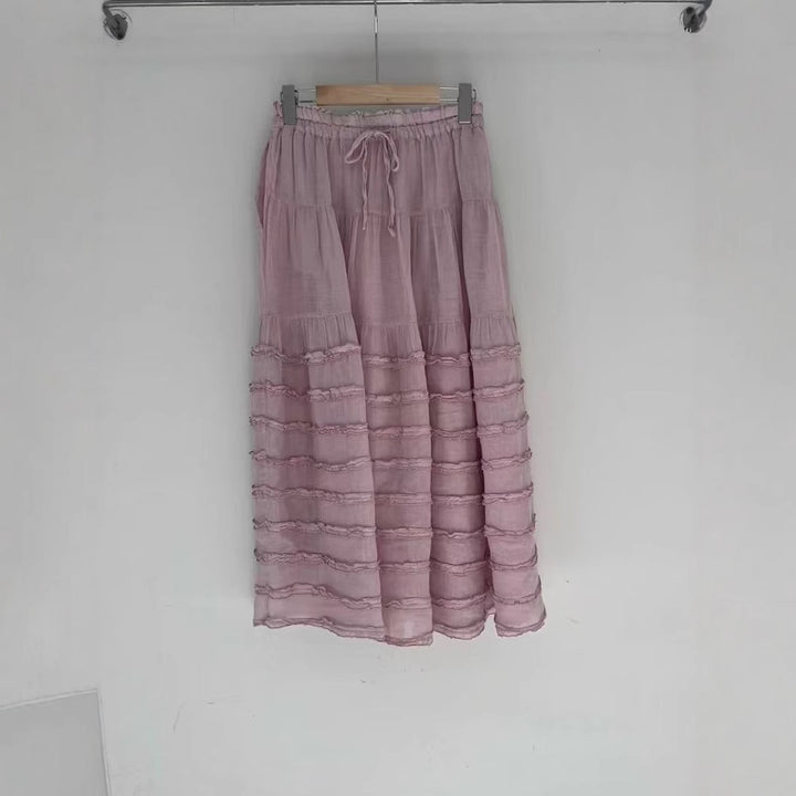 Femme Bohemian lagdelt maxi-nederdel med elastisk talje Stilla