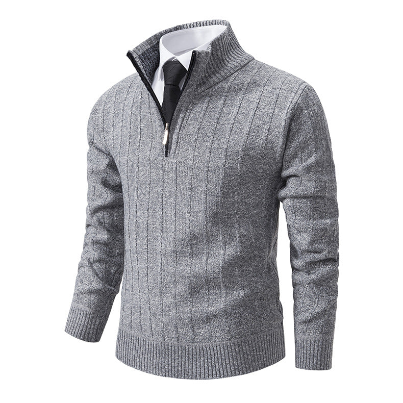 Herre Premium Høj Krave Lynlås Pullover Stilla