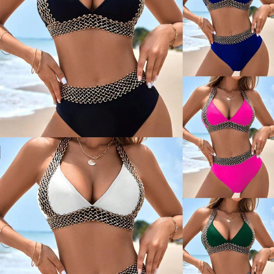 Dame bikini-sæt med raffineret rynkebånd og høj talje Stilla