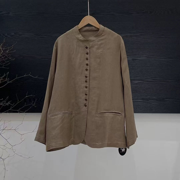 Femme Button-Up Linen Blazer Stilla