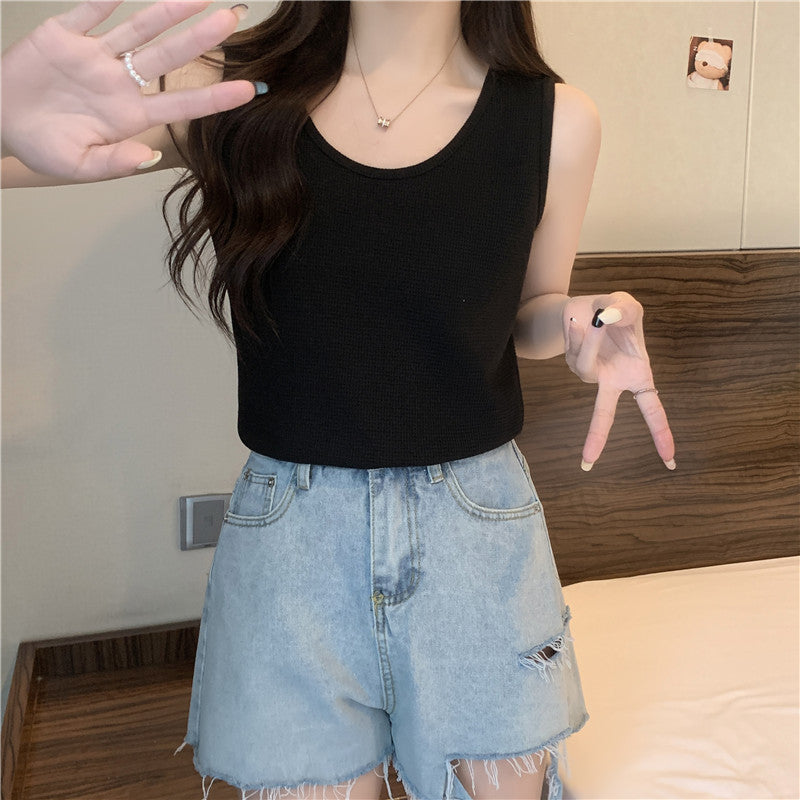 Femme Sleek Cropped Tanktop med struktureret stof Stilla
