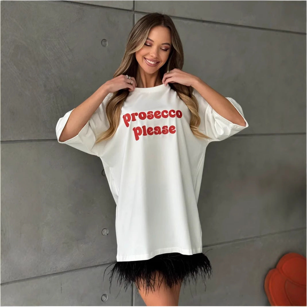 Dame Statement T-shirt med fræk slogan Stilla