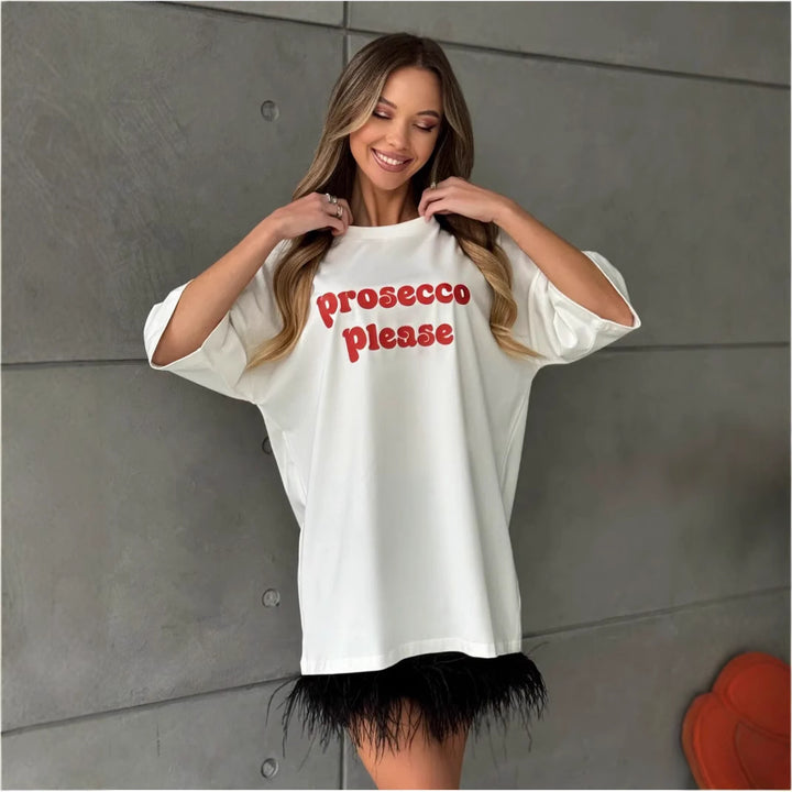 Dame Statement T-shirt med fræk slogan Stilla