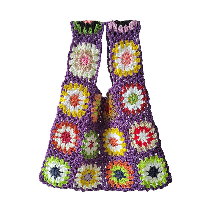 Dame Hæklet Patchwork Håndtaske Stilla