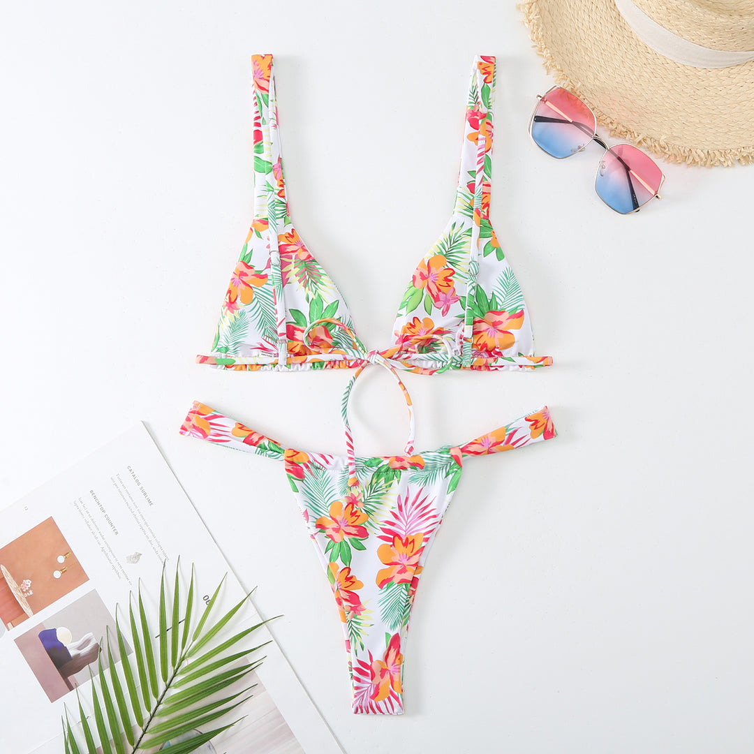 Femme Vibrant Floral Print Bikini Sæt Stilla
