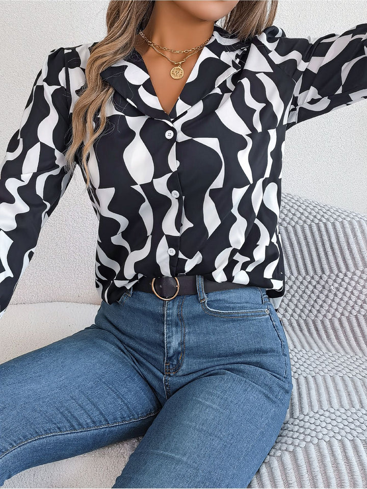 Dame Elegant Bluse i abstrakt mønster Stilla