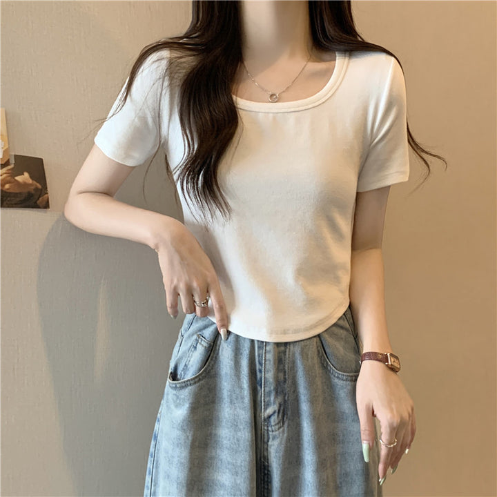 Femme Struktureret Korte ærmer-Crop-Top Stilla