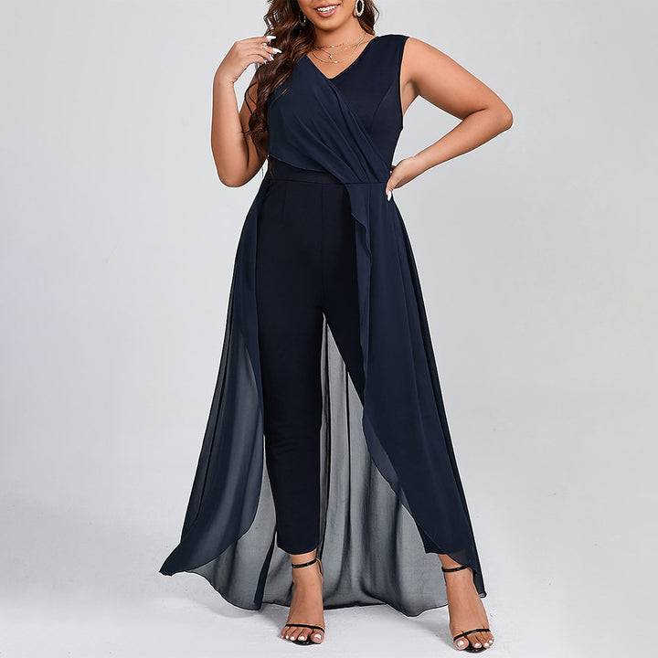 Elegant maxi overall til damer med gennemsigtig overlay Stilla