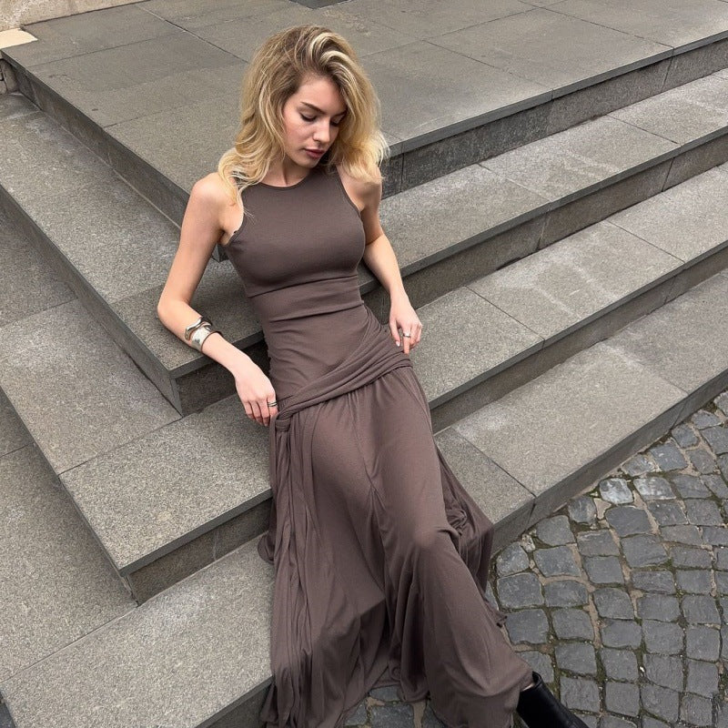 Dame Elegant Maxikjole med raffineret vikledesign og smigrende silhuet Skovae