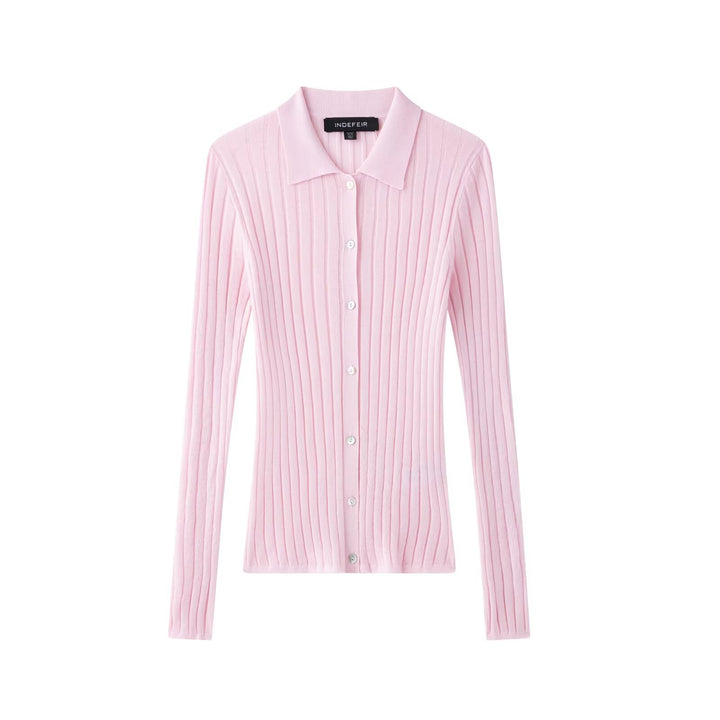 Dame elegant strikbluse med fin ribstruktur Stilla