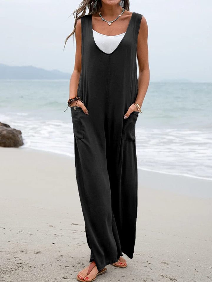 Dame jumpsuit i afslappet snit med praktiske lommer Stilla