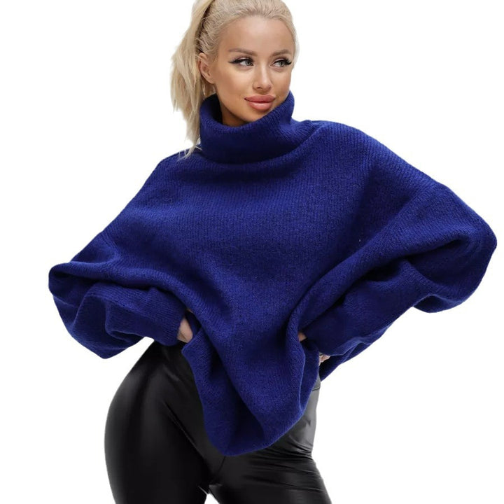Dame hyggelig oversized sweater med høj krave og konisk skæring Stilla