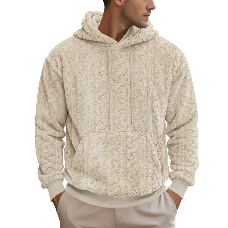 Herrer hoodie lavet af blødt polarstof med praktiske kængurulommer Stilla