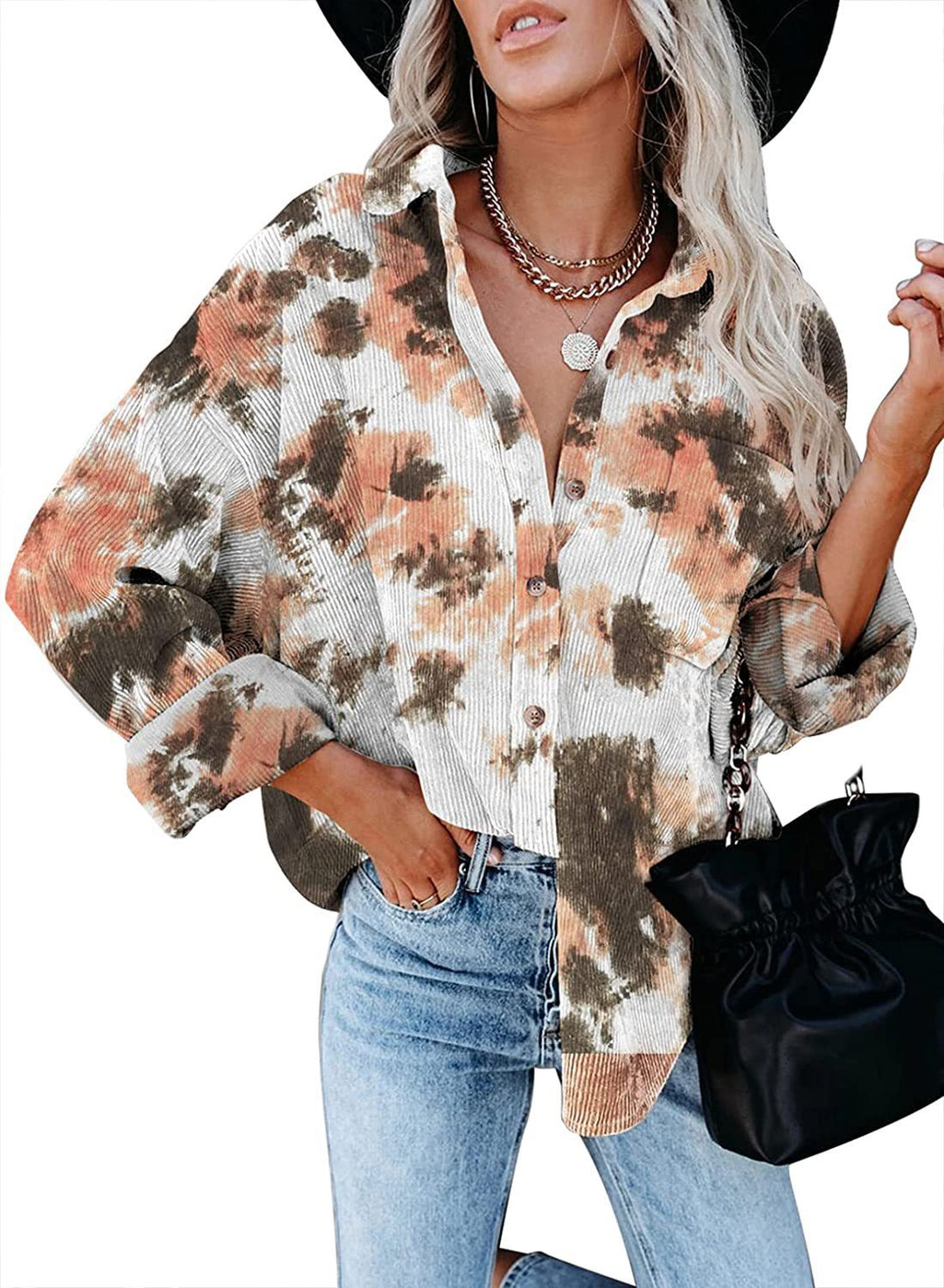 Dame Oversized Kordskjorte Stilla