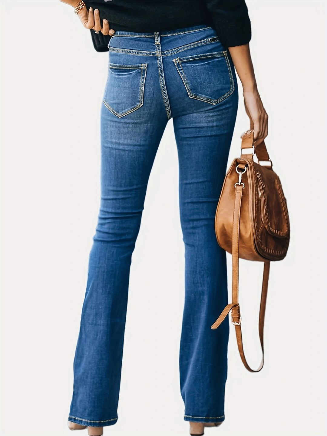 Dame Bootcut Jeans med høje knapdetaljer og komfortabel stræk Stilla
