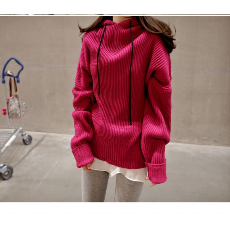 Kvinder Oversized Strik Sweater med Hætte Stilla