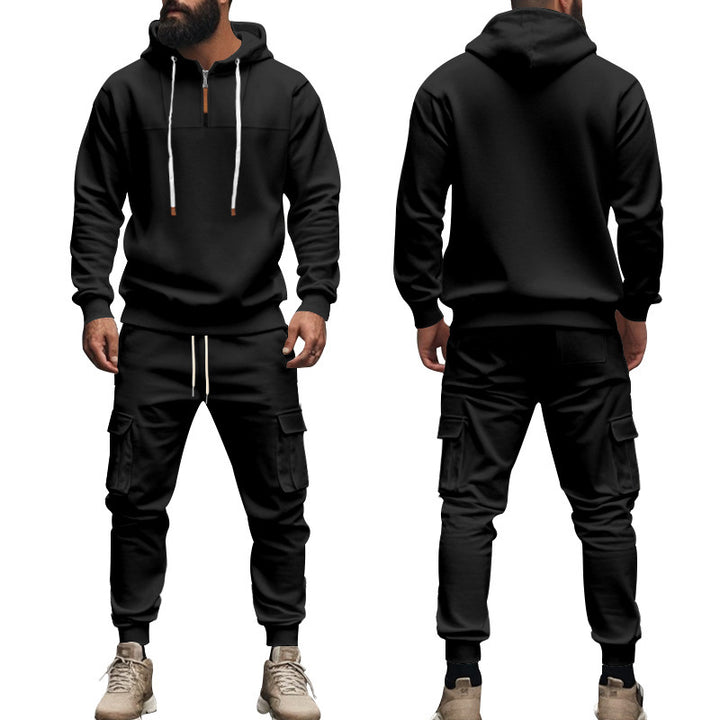 Herrer sporty hoodie og cargo-træningsbukser sæt Stilla
