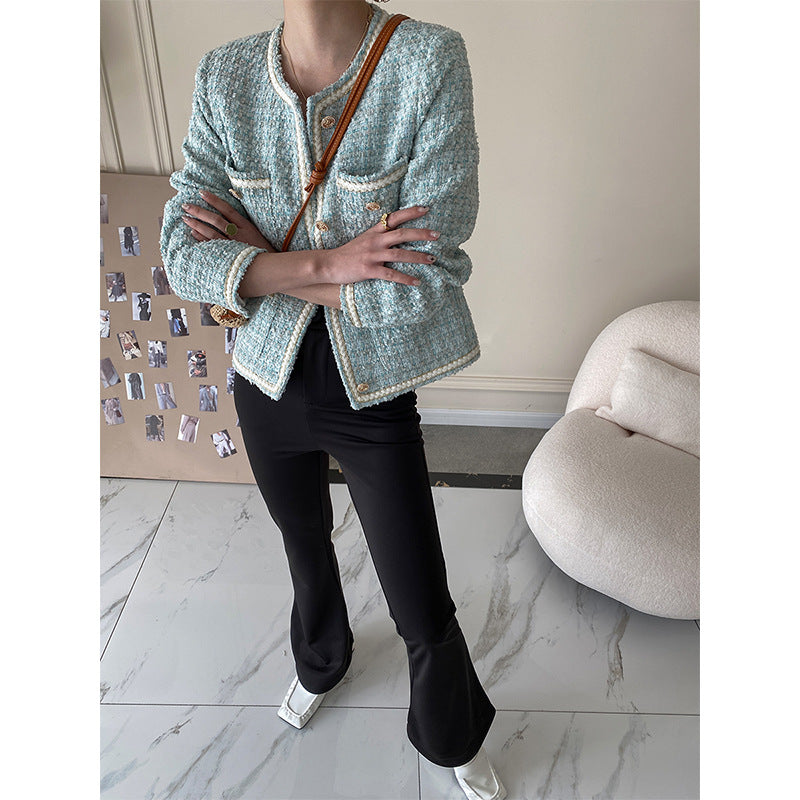 Damer Elegant Boucle Jakke med Dekorative Knapper Stilla