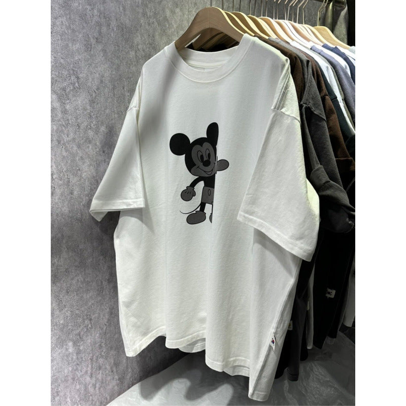 Dame Oversized T-Shirt med unik Mickey Mouse grafiktryk Stilla