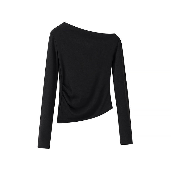 Dame asymmetrisk langærmet top med elegant flæsedesign Stilla