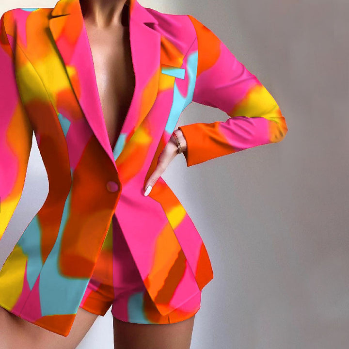 Dame sporty blazer med shorts i kreativt design Stilla